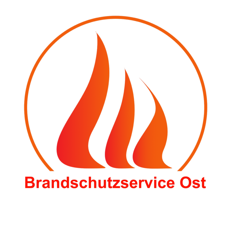 Logo Brandschutzservice Ost . Schriftzug Brandschutzservice Ost mit Logo was Feuer darstellt in einem Kreis